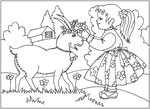Флеш-раскраска Дети и животные - Девочка с плела венок казачке
