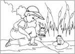 Флеш-раскраска Дети и животные - Мальчик и лягушата