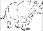 Флеш-раскраска Животные - Носорог